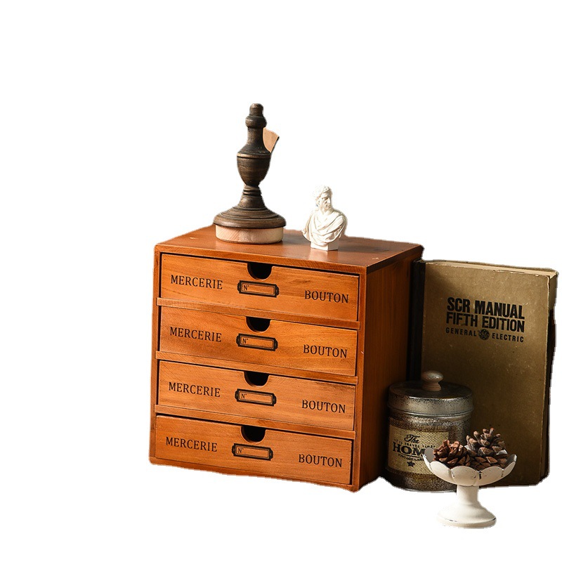 Wooden Multi-Layer Desktop Jewelry Storage Box Living Room Bedroom Drawer Wooden Box To Do Old Display Taller Frame Manufacturers Item Picture