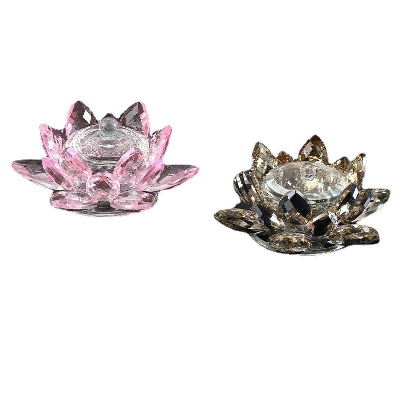 New Crystal Lotus Nail Nail Cup Pen Wash Cup Home Delicate Transparent Crystal Lotus Nail Nail Cup With Lid Item Picture