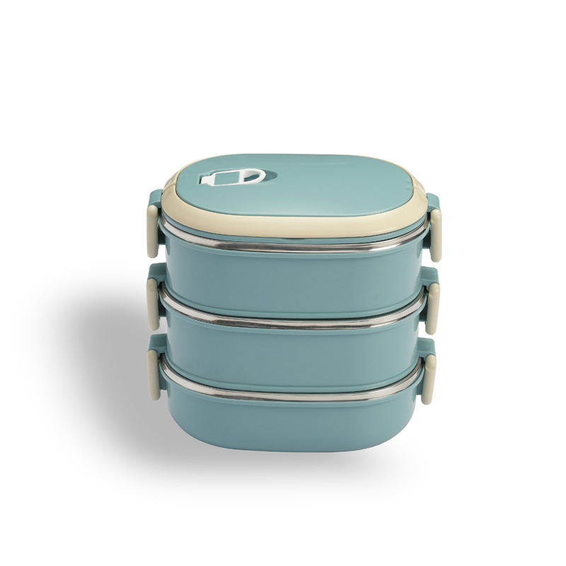 Cross-border rectangular stainless steel insulated lunch box with lid, portable lunch box, multi-layer hand-held compartments, bento box Item Picture