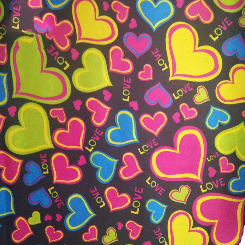 Color-printed heart-shaped printed fabric, foamed printed fabric, foamed coated pvc Item Picture