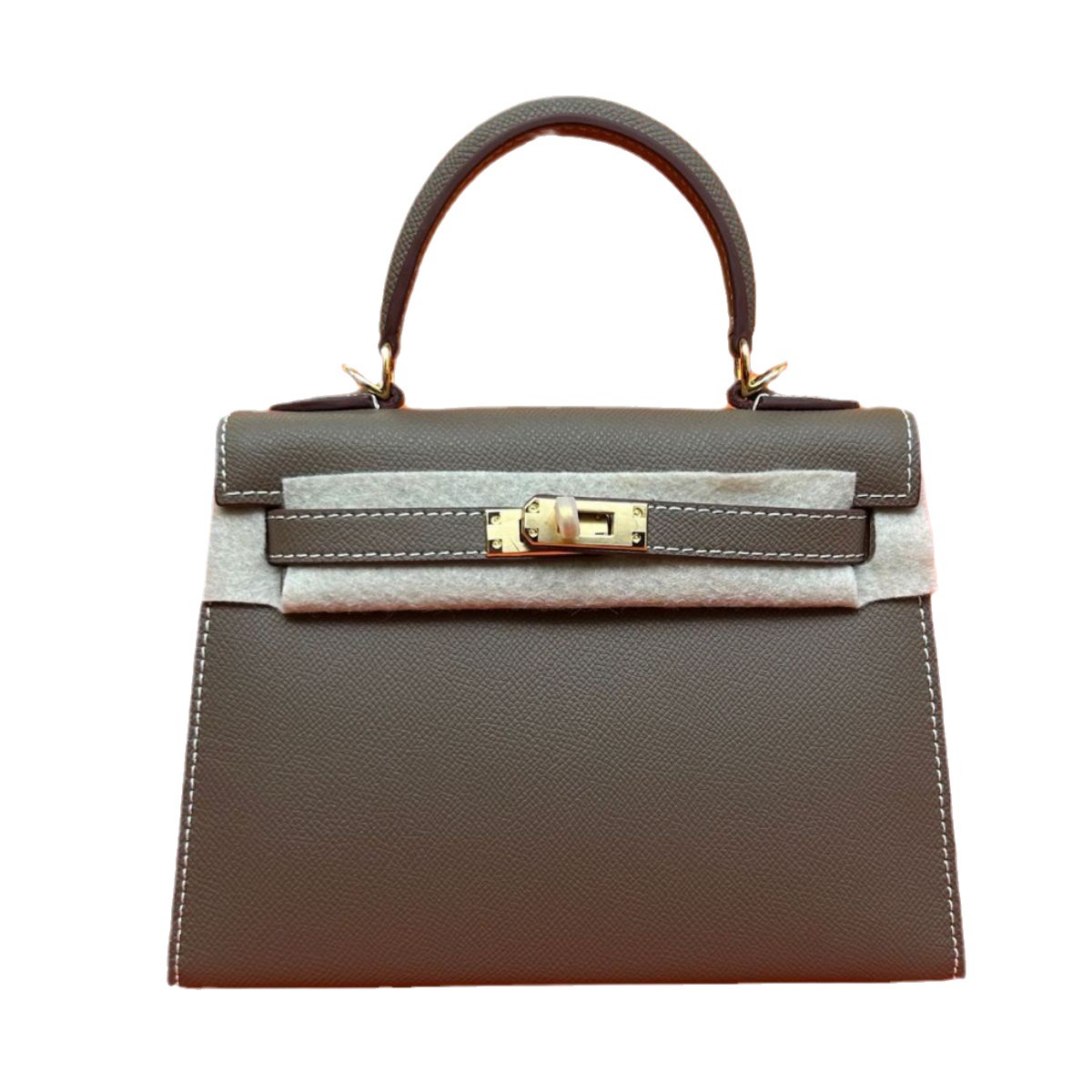 The 2025 new trendy genuine leather hand-print Kelly bag, the second-generation mini platinum bag, is a high-end quality hand-carry and crossbody women's bag Item Picture