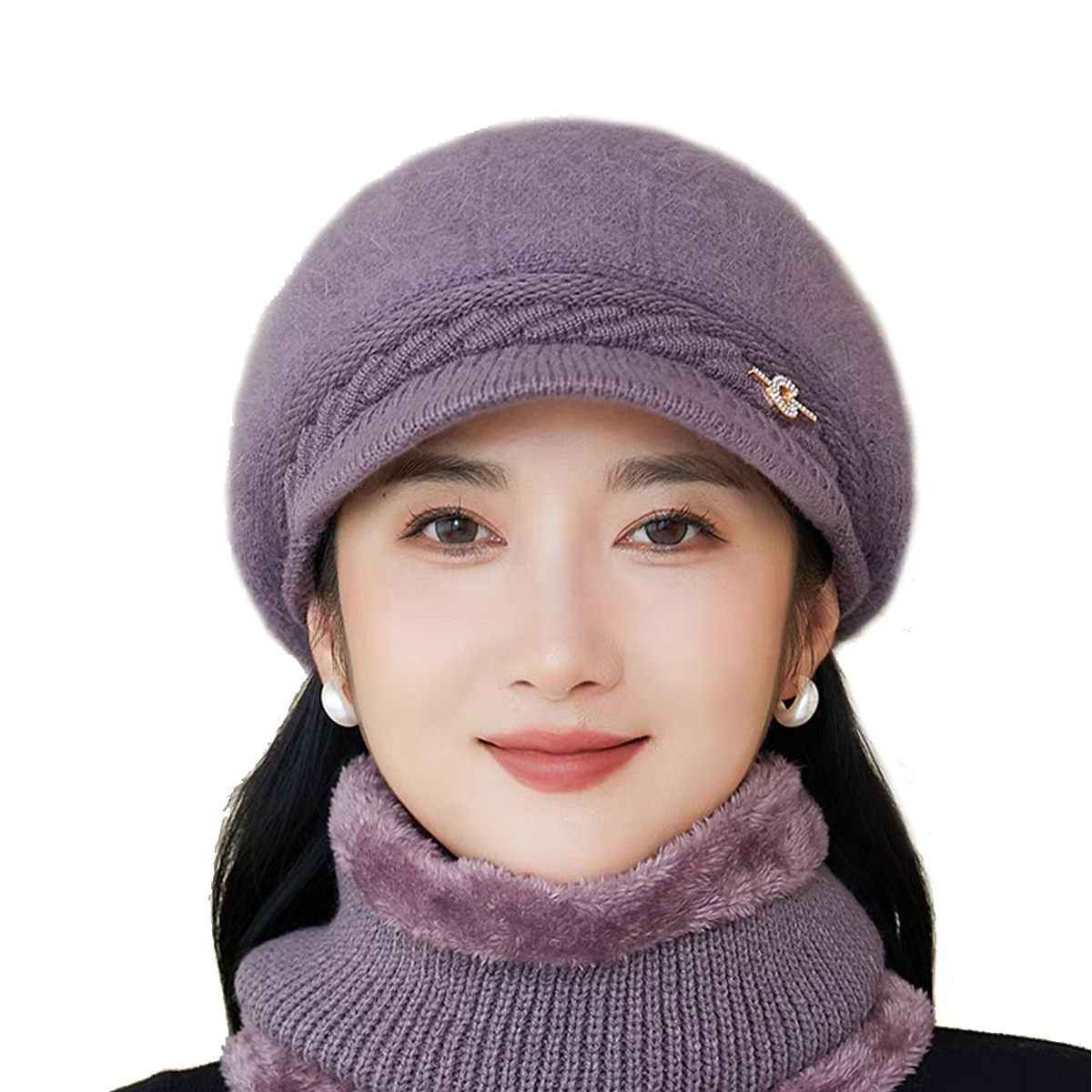 帽子/帽子女连帽可爱/毛绒帽子/棒球帽/帽子女白底实物图