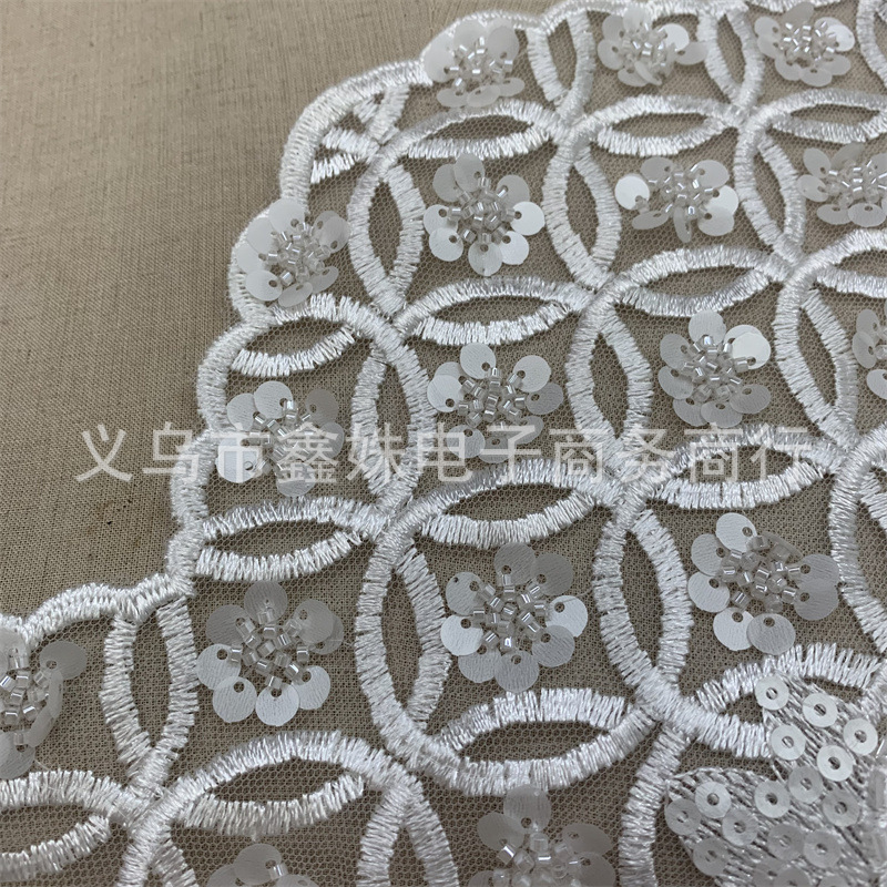 Embroidered lace, beaded, barcode, wedding dress and evening gown accessories details Picture