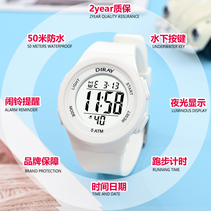 Best-selling high school countdown girls' watch, waterproof sports step-counting electric children's watch, luminous simple watch for boys Application Scenario
