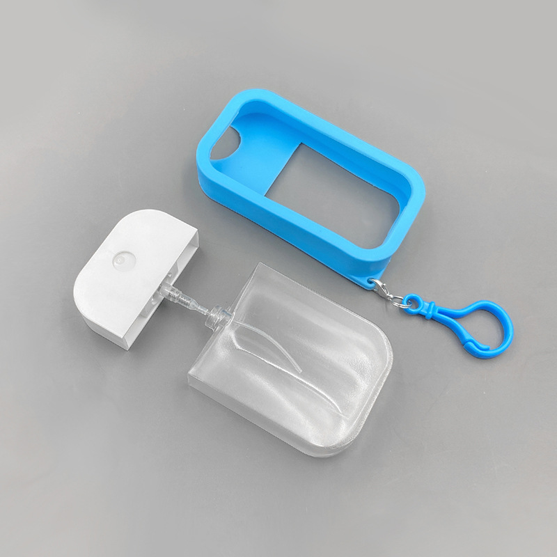 Wholesale 38ml card bottle hand sanitizer bottle, silicone sleeve hook, apple card alcohol disinfectant spray bottle Specification drawing