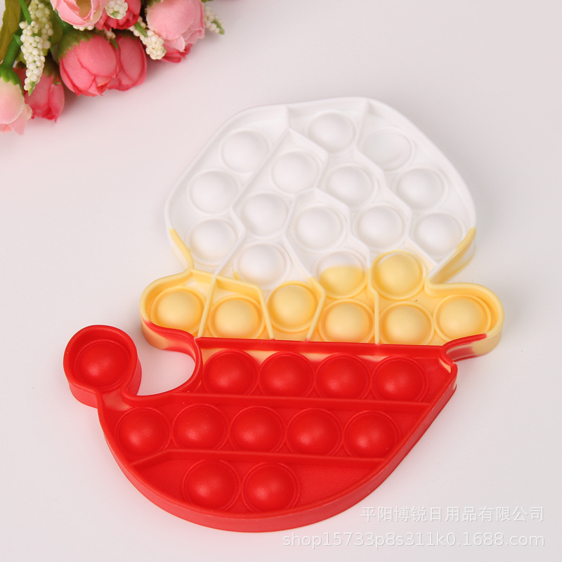 Cross-Border New Christmas Series Rodent Control Pioneer Silicone Toys I Am A Master Pressing Bubbles Decompression Puzzle Toys details Picture