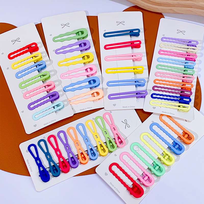 Simple Base Metal Clip Ins Dopamine Bangs Clip Diy Duck Bill Clip Clip With Candy-Colored Hair Accessories On The Side Specification drawing