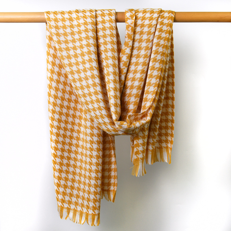 Thousand Bird Lattice Scarf Female Autumn Winter 2023 New Check Scarf Imitation Cashmere Warm Shawl With Fashion Bib Specification drawing