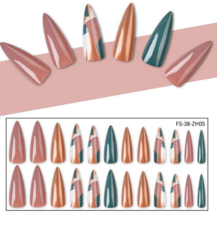 Extra-long French ballet nail, pointed-toe nail art full patch, wearable false nail finished patch, for export to Europe and America, exclusive for export of wearable nails Specification image