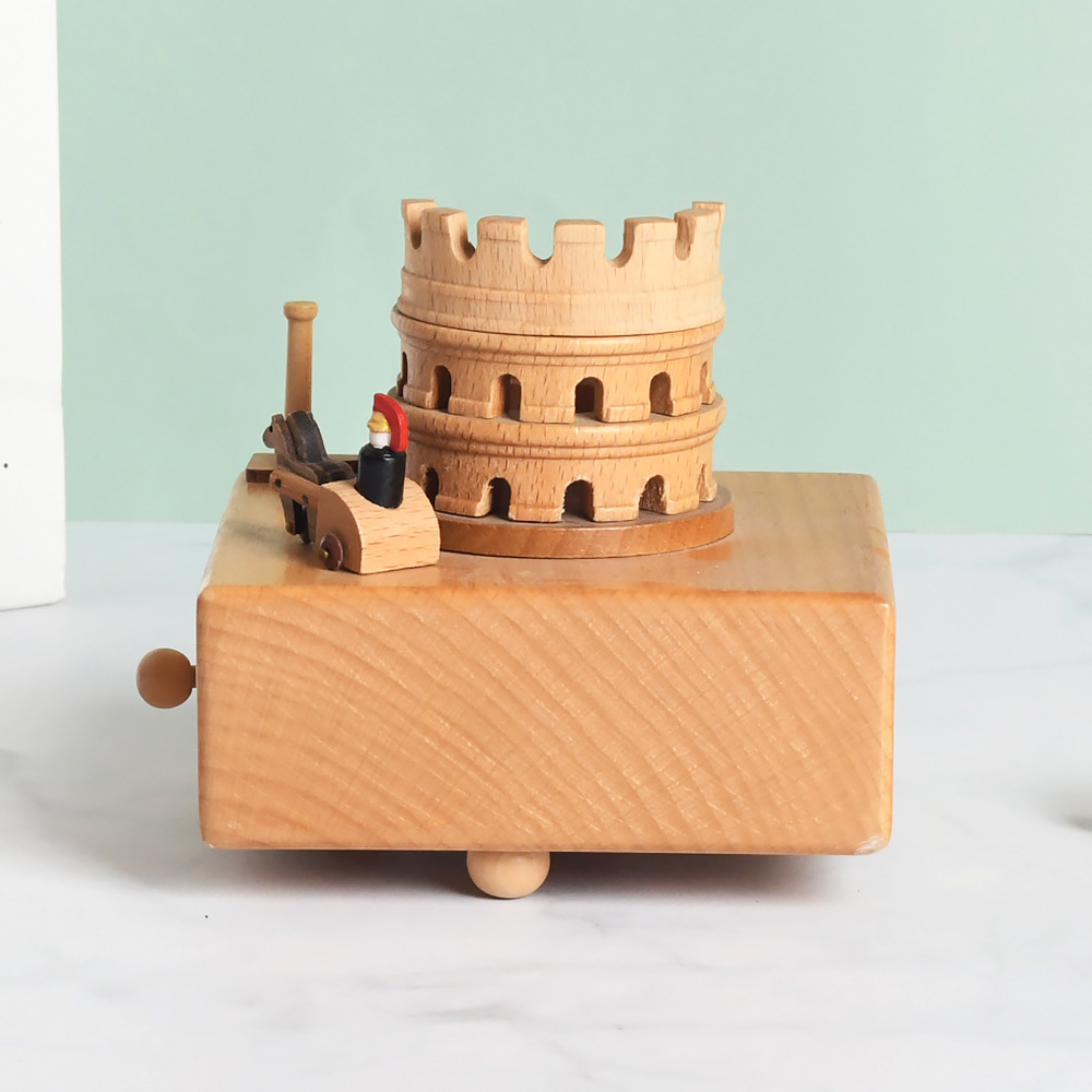 厂家现货罗马斗兽场音乐盒八音盒旅游纪念小礼物木质礼品磨削摆件