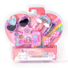 新款女孩化妆品玩具可爱小眼镜腮红过家家配件指甲油DIY彩妆套装