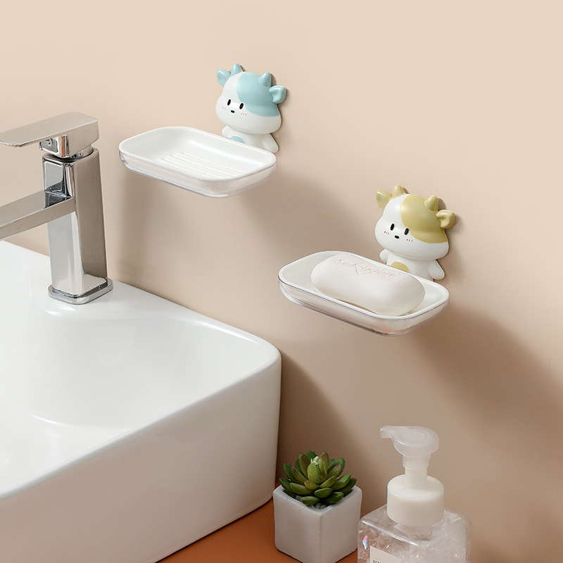 Cartoon Niu Niu perforation-free wall hanging soap box Niu Niu series bathroom soap shelf wall hanging shelf full figure