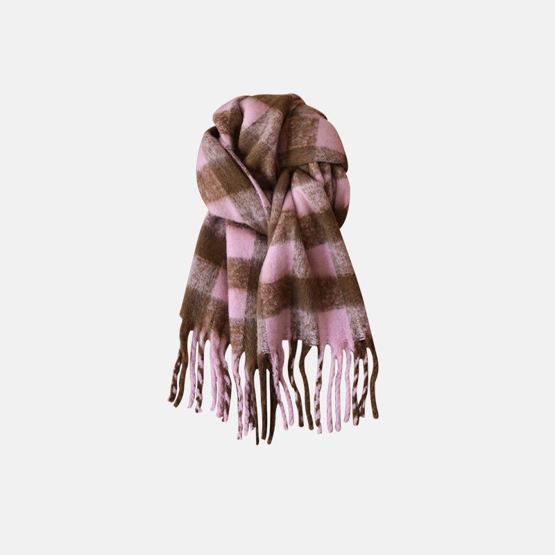 Autumn And Winter New Maillard Imitated Cashmere Plaid Scarf Women's Winter Senior Sense All Shawl Thickened Warm Neck Item Picture