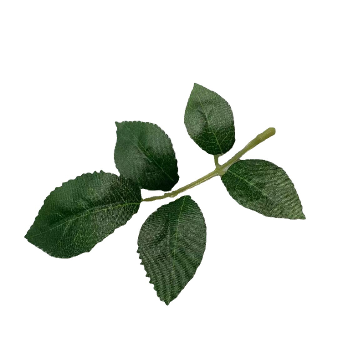 Silk screen flower materials wholesale simulation flowers fake flowers with leaves five rose leaves rose leaves silkscreen rose leaves Item Picture