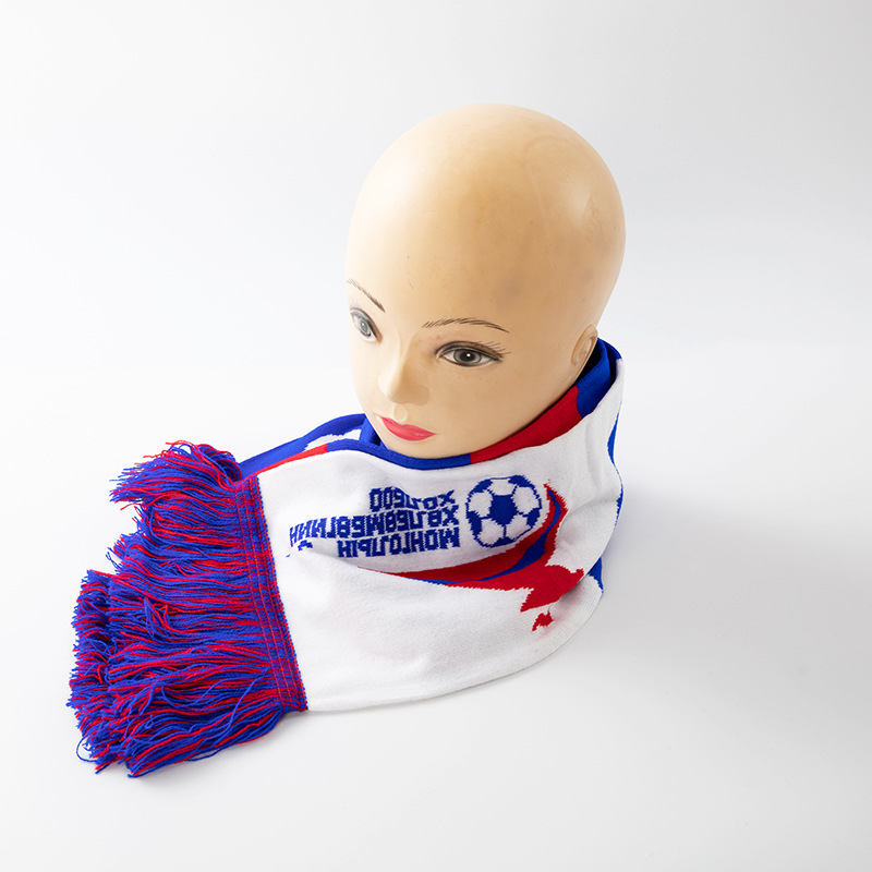 Factory direct sales of high-density custom LOGO knitted scarves for Euro Cup fans in autumn and winter Specification image