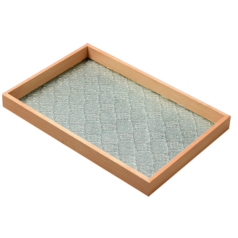 Cross-Border Begonia Embored Glass Tray Walnut Fruit Dessert Tray Rectangular Decoration Dessert Tea Tray Item Picture