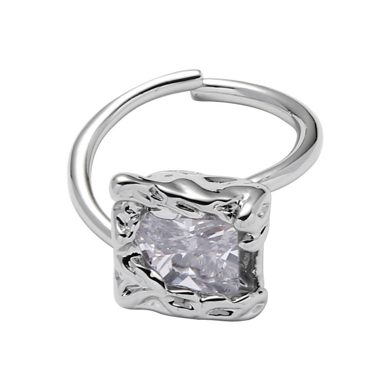 European and American style ring on Instagram, cold style zircon inlaid hollowed-out fashion ring, new design sense open ring for autumn and winter Item Picture