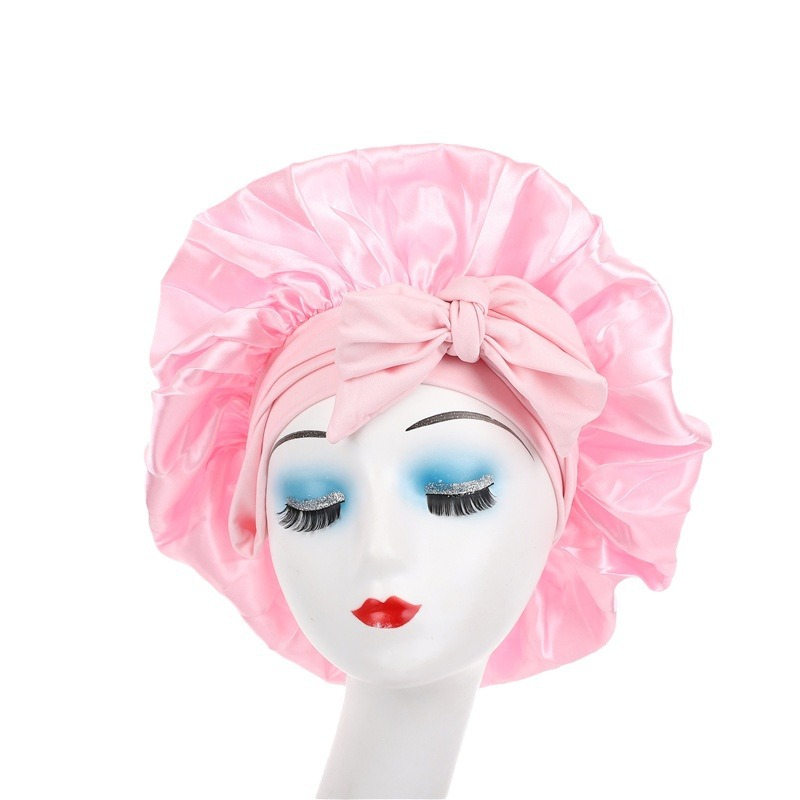 Brand [Sondona] Hair cap, scalp and hair care, Amazon bestseller, adult high-elasticity wide-brimmed colored sleeping cap, bow ribbon round cap, beauty and hair care cap Item Picture