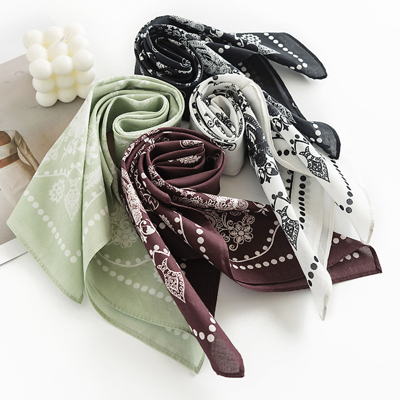 French Pastoral Style Imitation Silk Scarf Wholesale Fresh Sweet Printed Small Square Scarf Elegant Fashion Professional Scarf Specification drawing