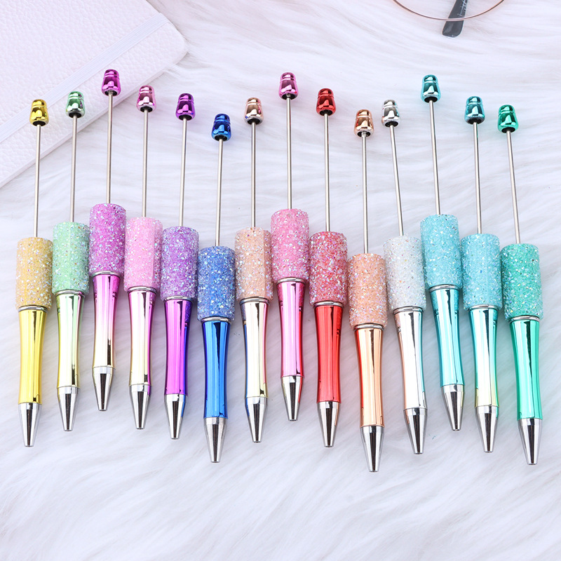 Diy Sugar Beaded Pen Manual Patch Uv Plating Star Beaded Ballpoint Pen Girl Heart Gift Pen Wholesale Specification drawing