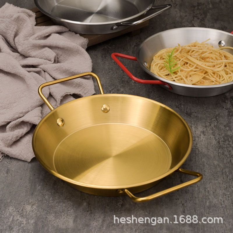 Stainless Steel Seafood Plate Two-Ear Crayfish Plate Commercial Korean Fried Chicken Plate Salad Pasta Plate Pan Dry Pan Application Scenario
