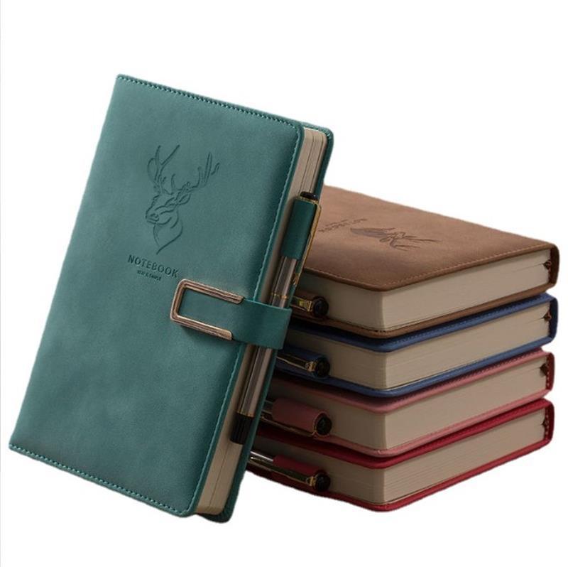 U-Buckle Book Super Thick College A5 Leather-Bound Business Notepad Thick Retro Simple Korean Version Diary Wholesale Item Picture