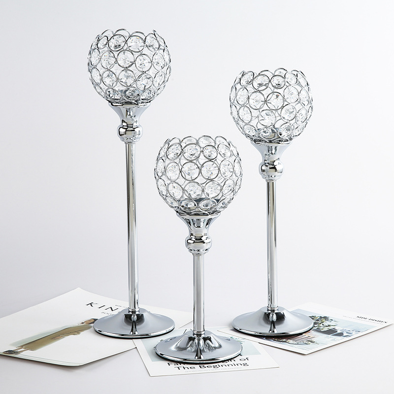 Creative Cross-Border Crystal Single Head Candlestick Romantic Wedding Table Living Room Hotel Candlelight Dinner Props Ornaments