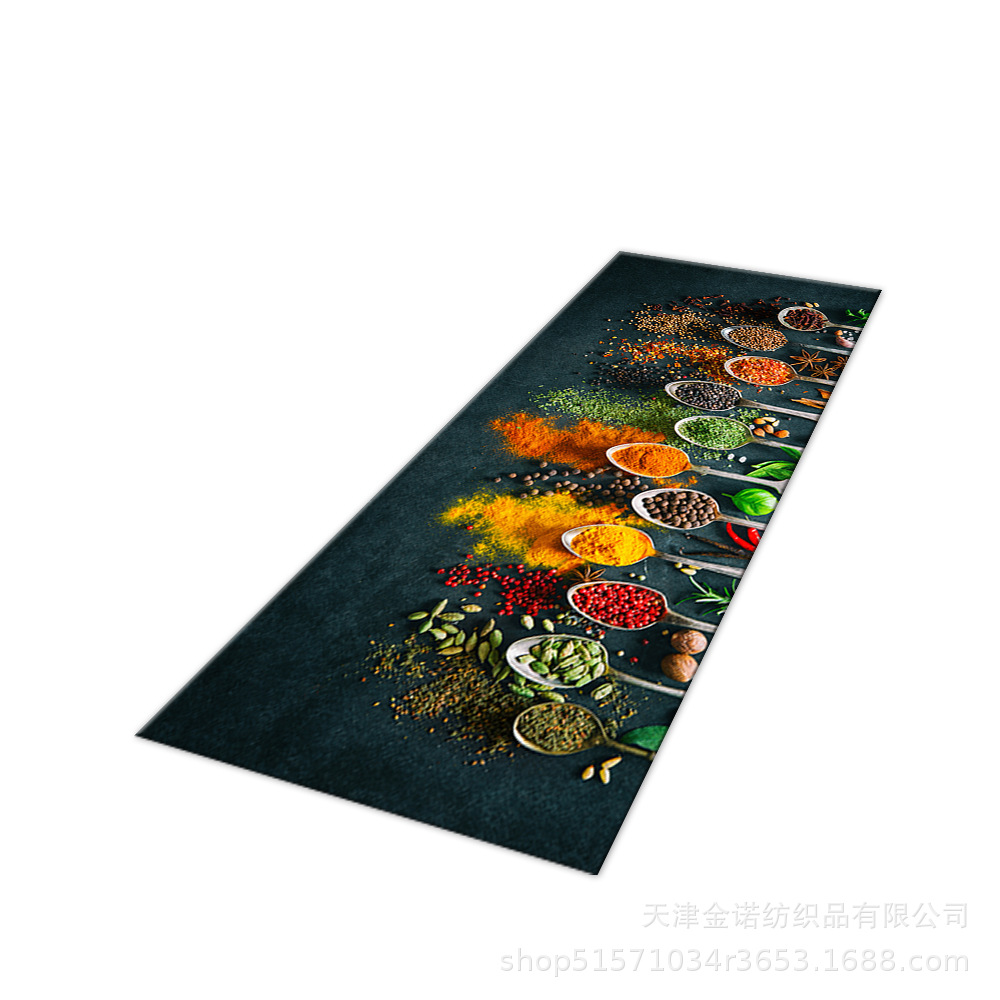 Amazon Nordic minimalist kitchen floor mat, water-absorbing and oil-absorbing two-piece set, kitchenware, seasonings, bathroom door mat and carpet Item Picture