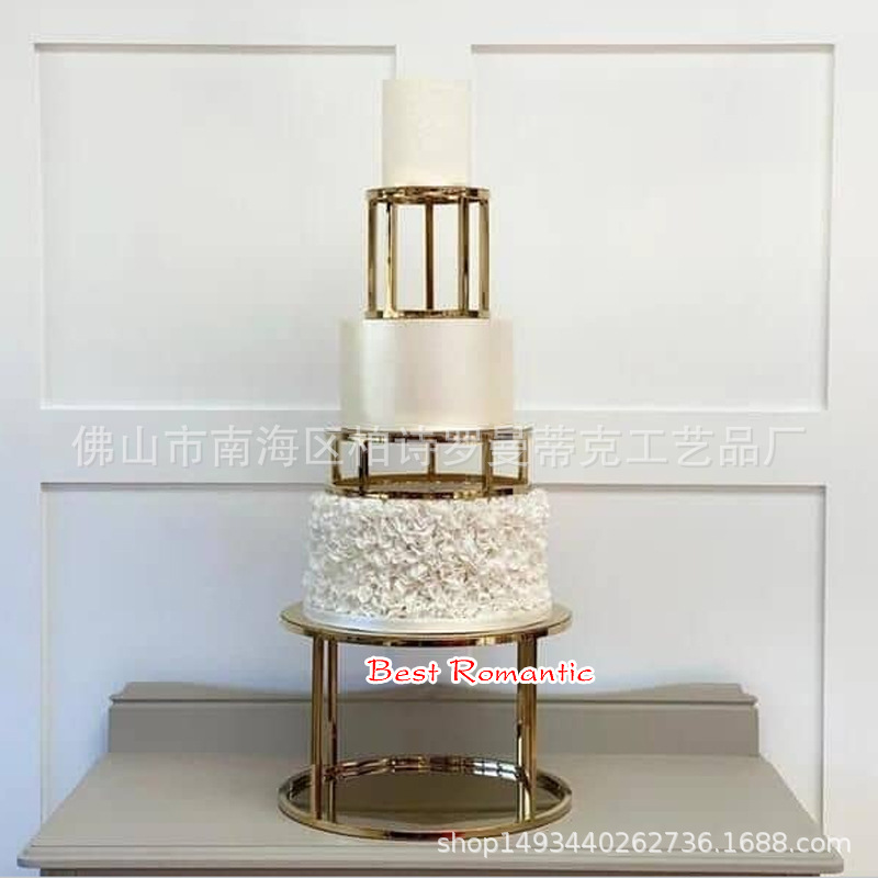 现代铁艺蛋糕架 婚礼创意圆形方形托盘道具蛋糕店金色复古蛋糕盘