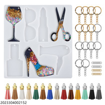 diy Crystal drop glue epoxy keychain pendant jewelry lipstick high heels mirror silicone mold
