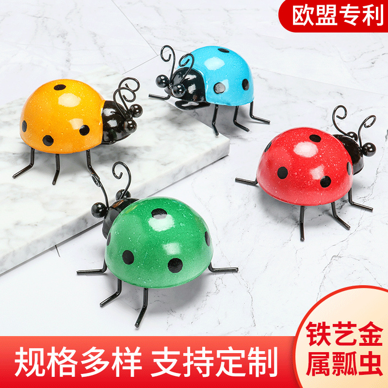 跨境亚马逊铁艺金属瓢虫壁挂墙面壁饰家居幼儿园墙饰小昆虫装饰品