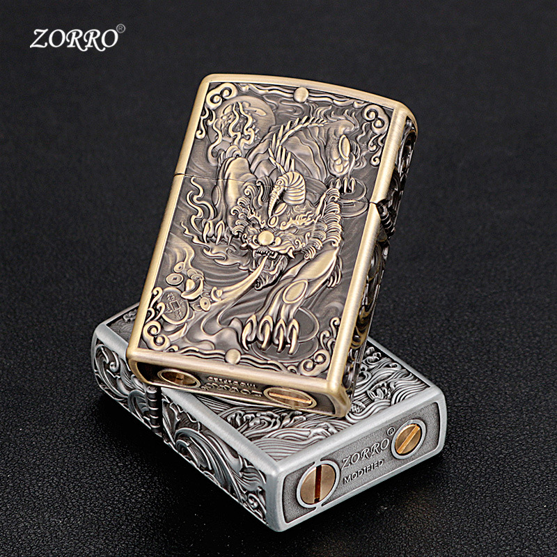 Zoro armor, PI Xiu, kerosene lighter, windproof, creative and personalized, 5-sided exquisitely carved three-dimensional, retro and nostalgic, a gift for your boyfriend details Picture