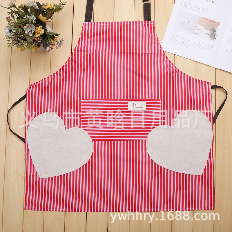 【 Hold Jia 】 Solid Color Striped Kitchen Household Cleaning Love Can Wipe Hands Apron Can Be Adjusted Sling Gift Advertising Specification drawing