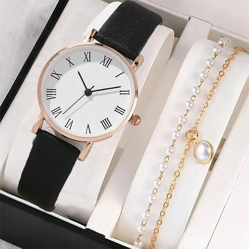 Mujer nuevo traje blanco fresco y versátil reloj de mujer + niche aurora perla pulsera Specification image
