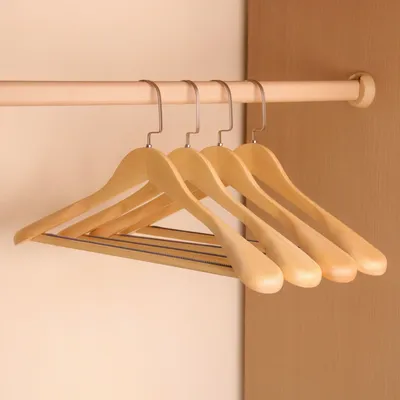 Solid wood wood wide shoulder hangers hotel clothing store special non-slip no trace no bulge coat hanging suit pants clothes brace thumbnail
