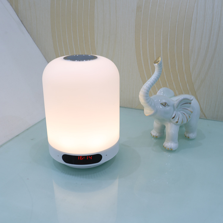 Touch Seven-color smart Bluetooth speaker, night light, alarm clock, TF card insert speaker, bedside lamp, Amazon cross-border factory details Picture
