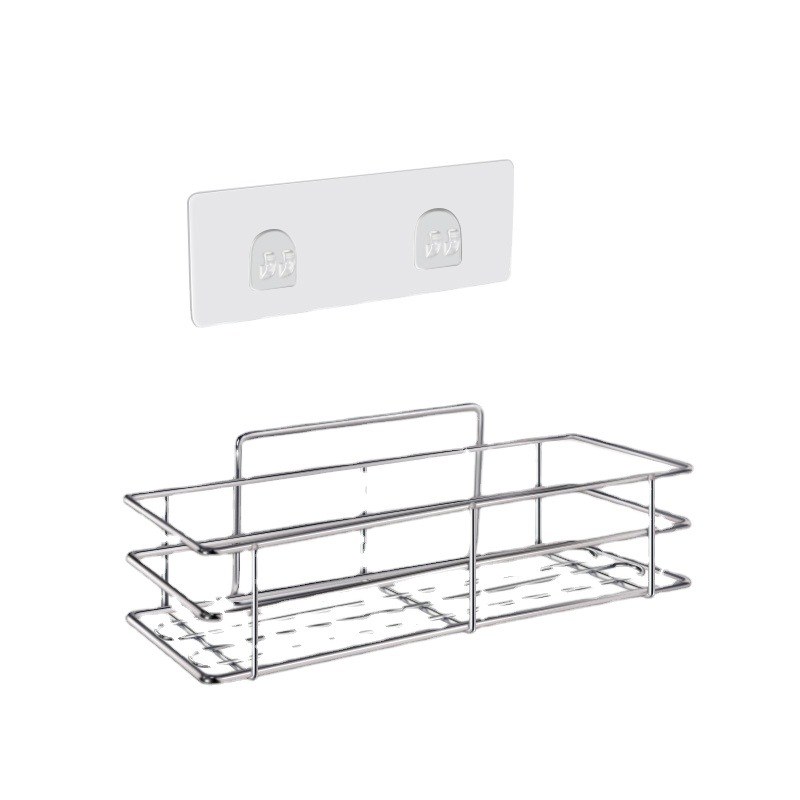 < Factory Direct Sale > Stainless steel bathroom rack set in stock, no need for drilling, with hooks, shower rack