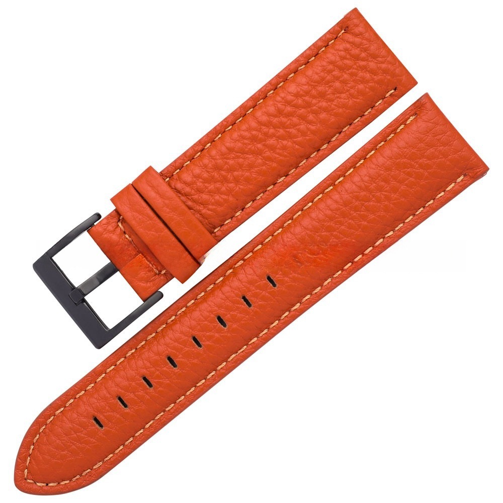 In-stock wholesale of genuine leather 6-color, lychee textured, high-core, soft and wear-resistant cowhide straps, 20mm and 22mm pin clasp Item Picture