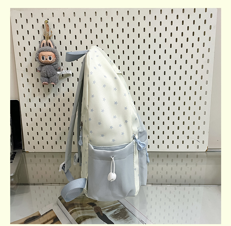 书包女大学生可爱星星印花双肩包甜美风拼色花朵小标背包少女旅行详情25