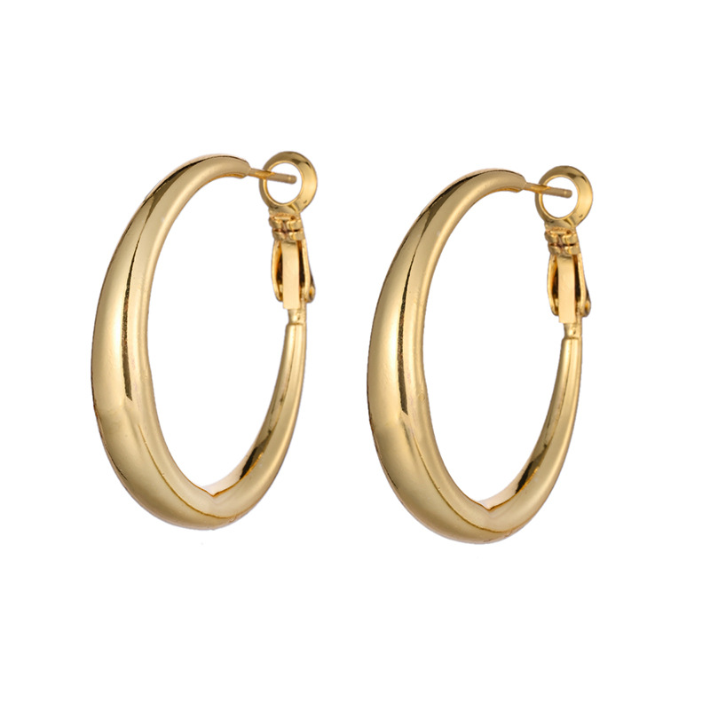 S925 Silver needle European and American exaggerated plain ring earrings, a light luxury and high-end feel, round and square face slimming ear ring, a unique and fashionable ear accessory Item Picture