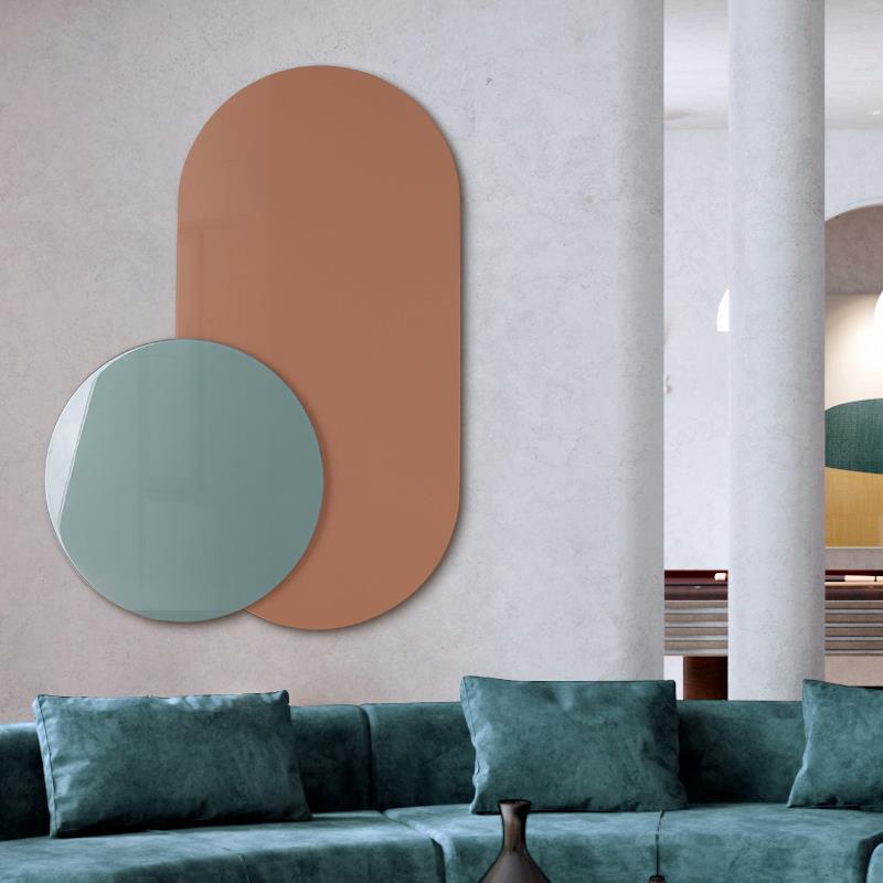 The designer's living room decorative painting features a modern and simple Nordic oval-shaped superimposed sofa background wall hanging painting, as well as a corridor entrance