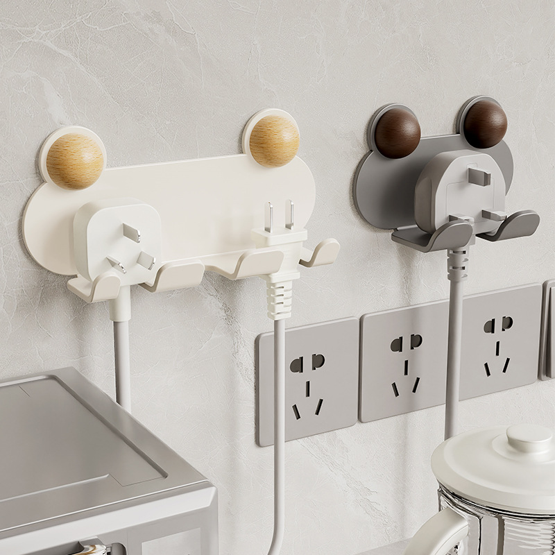 Plug hook, no-hole socket holder, adhesive hook, hanging hook, home appliance charger, power cord, kitchen wonder full figure