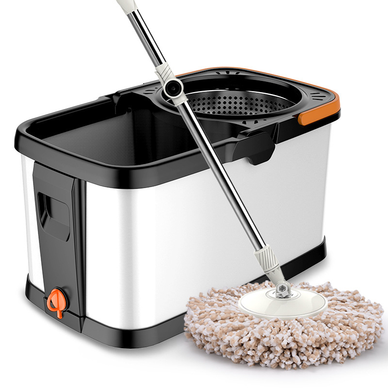Dual-drive hand-washing mop bucket, thickened pulley, labor-saving and water-saving, stainless steel metal basket, rotating mop and mop bucket