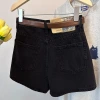 Denim shorts for women 2023 summer new style: Simple high-waisted pocket A-line slimming, versatile wide-leg belt hot pants details Picture