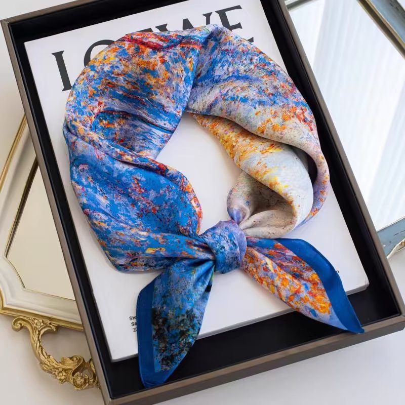 Live New Silk Scarf Women Spring And Autumn Fashion All Match Silk Printing Europe And The United States 100% Silk Gift Square Towel Wholesale
