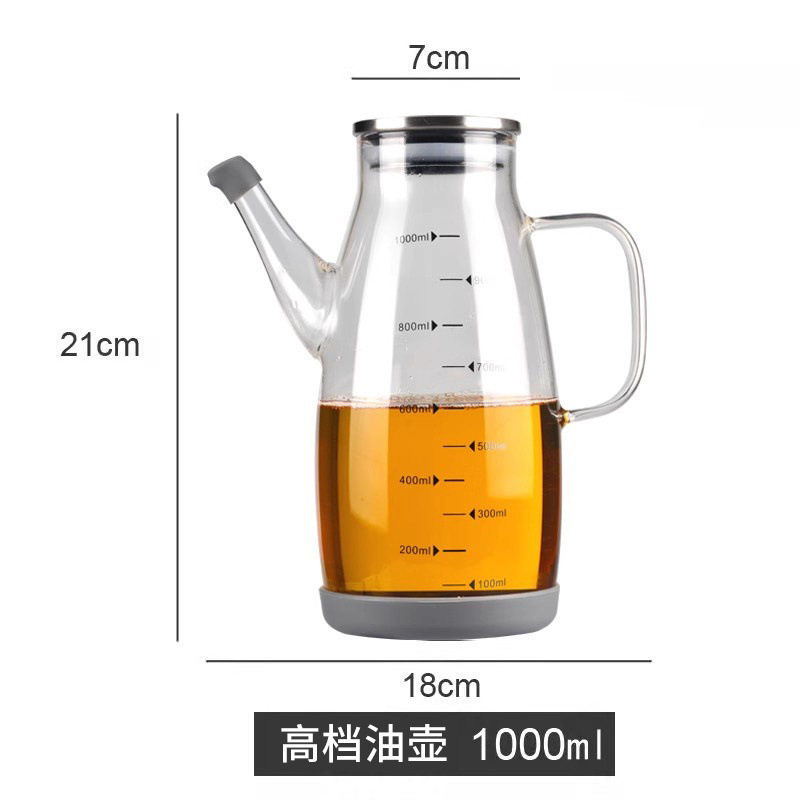 家用玻璃透明油壶高硼硅加厚玻璃鹰嘴不挂油油壶酱油醋调料瓶油壶详情5