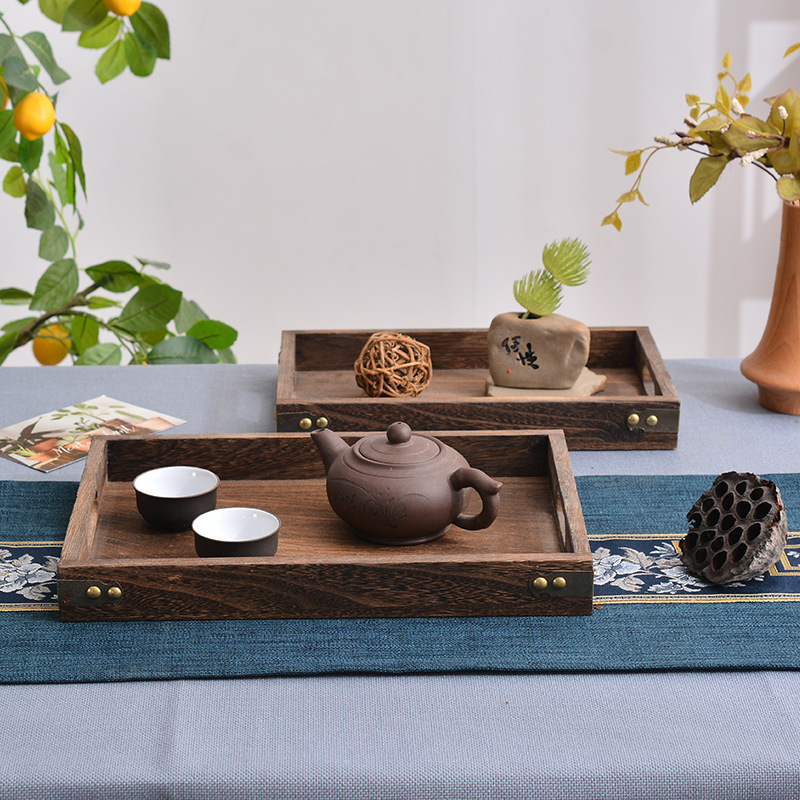 木质托盘长方形烧桐木茶盘是实木家用餐具日式水杯木盘子茶具批发