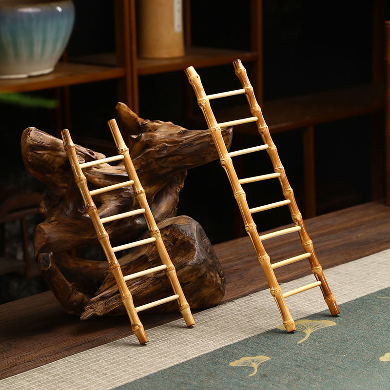 竹根梯子竹制品节节高升仿古小梯子 家居饰品 摆件 工艺品 小扶梯