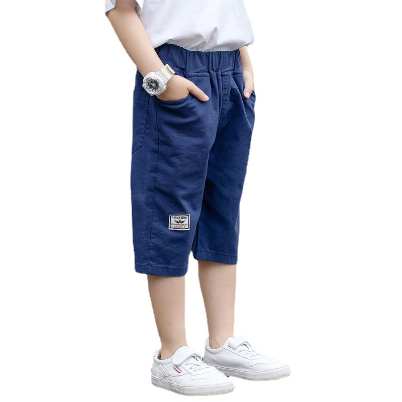 儿童夏裤男童白底实物图