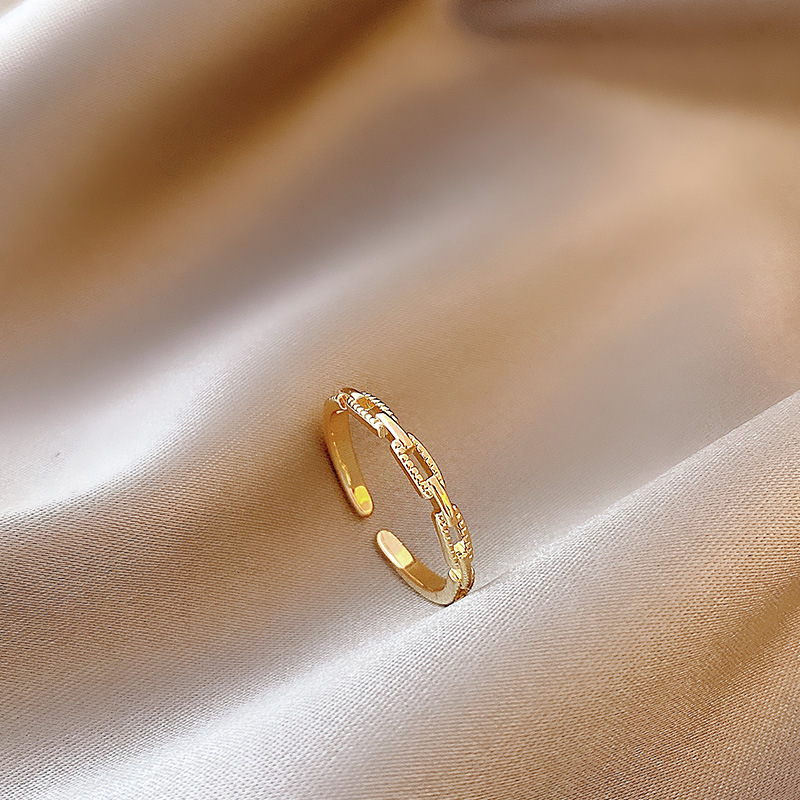 韩版抖音网红个性戒指创意时尚链条指环气质轻奢精致设计感戒指详情图3